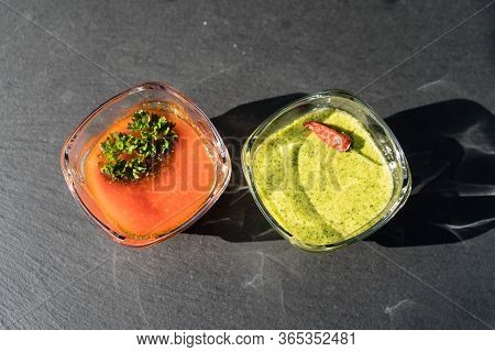 Red And Green Garlic Sauce For Canarian Potatoes