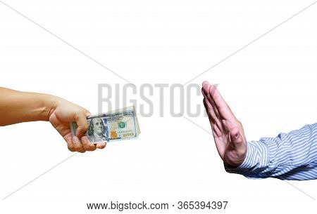 Dollor Money In Hand, Isolated On White Background. Dollar Currency Of Usa. American Banknotes. Curr