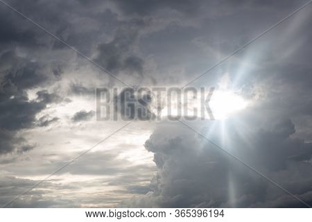 Dark Silver Cloud On The Sky. Rainy Cloud. Dark Cloud. Image For Background, Wallpaper And Copy Spac