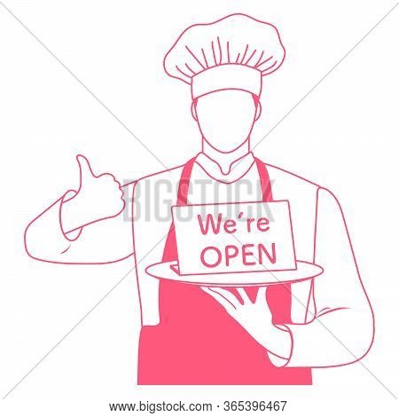 Vector Illustration Reopening Of Cafe, Restaurant After Covid-19 Quarantine, Coronavirus Pandemic. C