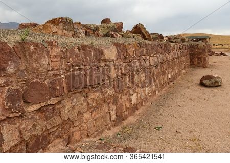 Ruined Ancient Wall In Akyrtas Palace Complex. Kazakhstan.
