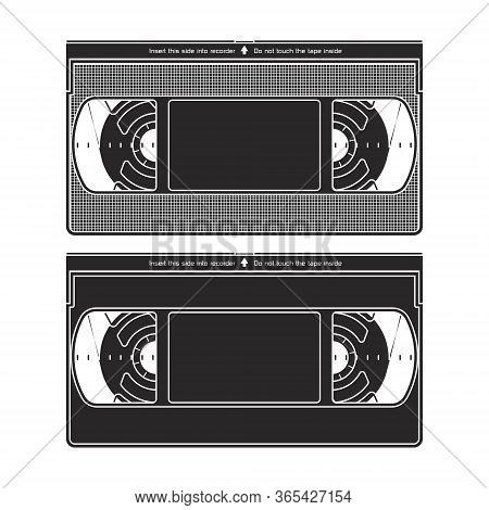 Silhouettes Of A Video Recorder Tape. Video Cassettes Isolated On A White Background