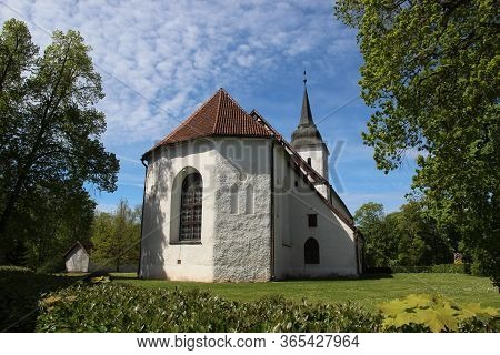 An Old-fashioned Village Church In The Small Town Of Viljandi