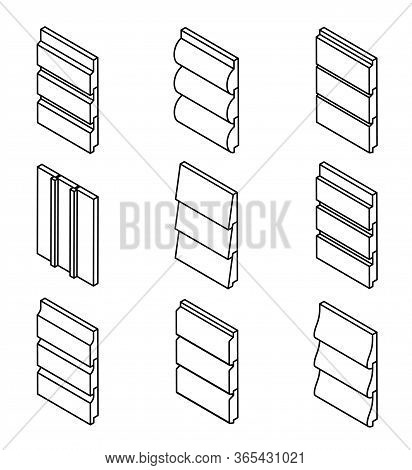 Different Siding Profiles In Isometric View And Outline Style