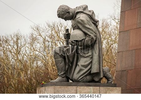 Berlin, Germany. February 16, 2020. Soviet War Memorial Treptow And Military Cemetery In The Treptow