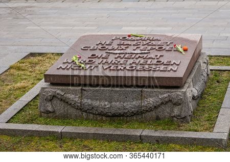 Berlin, Germany. February 16, 2020. Soviet War Memorial Treptow And Military Cemetery In The Treptow
