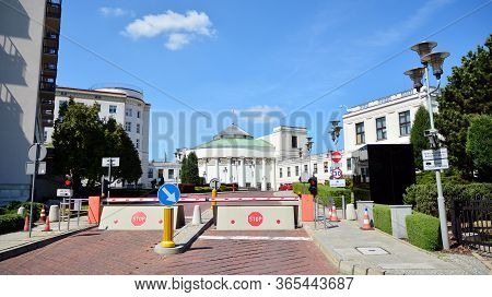 Warsaw, Poland. 9 May 2020. Exterior View Of Sejm Parliament Building