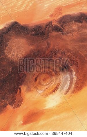 Eye Of The Desert Geological Structure Of Rishat, Satellite Image, Beauty Of The Desert. Contains Mo
