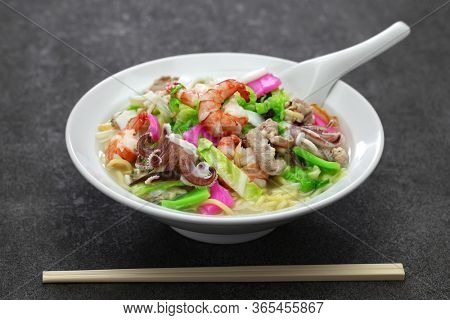 Nagasaki champon noodle soup, Japanese ramen dish