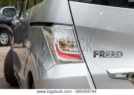 Novosibirsk/ Russia - May 02 2020: Honda Freed,glowing Taillight Of A Modern Car Close-up. Exterior 