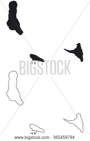 Comoros Country Map. Black Silhouette And Outline Isolated On White Background. Eps Vector