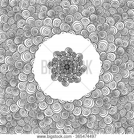 Pattern Hand Drawn Doodles Mandala. Dynamic Contour Repeating Elements. Abstract Coloring Pages For 