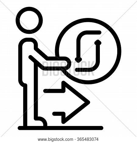 Man And Reconnect Sign Icon. Outline Man And Reconnect Sign Vector Icon For Web Design Isolated On W