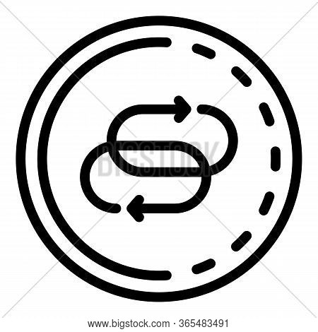 Two Refresh Signs In A Circle Icon. Outline Two Refresh Signs In A Circle Vector Icon For Web Design
