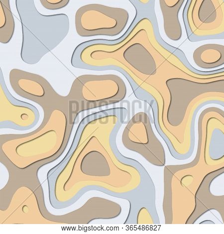 Paper Art Cartoon Abstract Waves. Paper Carve Background. Modern Origami Design Template.paper Cut B