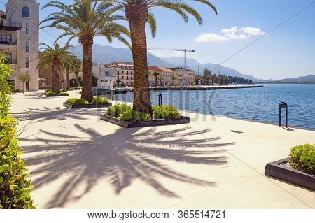 Tivat, Montenegro. May 05 2020  / View Of Embankment Of Tivat City After Weakening Of Quarantine Cov