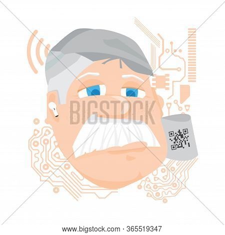 Microchipping Of A Person. Microchip In The Human Body Illustration. Digital Control Over A Person