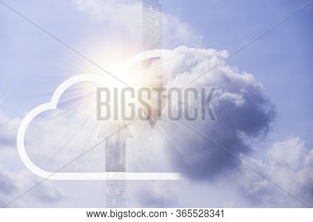 Virtual Cloud Computing And Actual Clouds With Blue Sky.cloud Computing Is System For Sharing Downlo