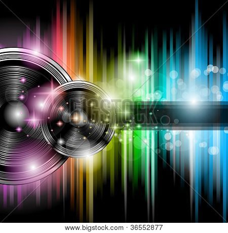 Folleto de la discoteca con un montón de elementos de diseño colorido abstractos. Ideal para carteles y música centrico