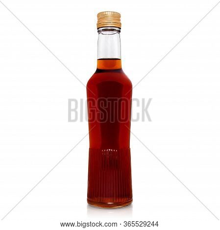Red Tincture Bottle Isolated On A White Background With Shadow And Reflection
