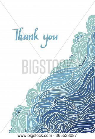 Elegant Vertical Waves Border On White Background. Wavy Striped Pattern. Hand-drwn Frame In Doodle S