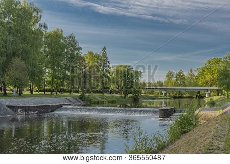 Malse River In Spring Morning In Budweis City