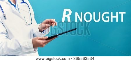 R Nought Theme With A Doctor Using A Tablet Computer