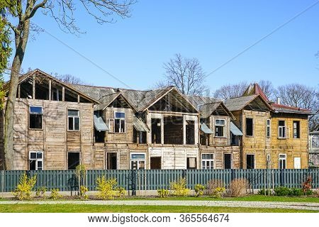 An Old Wooden House Freed From Damaged Elements And Prepared For Reconstruction