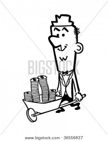 Carriola piena di contanti - illustrazione Clipart retrò