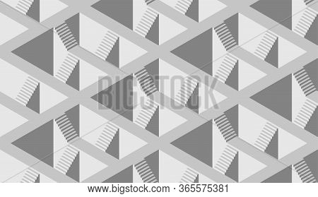 Seamless Pattern With Stairs Making An Optical Illusion. Geometry Texture Repeat Background. Vector 