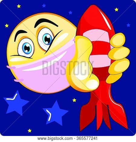 Illustration Of Emoji With Red Rocket
