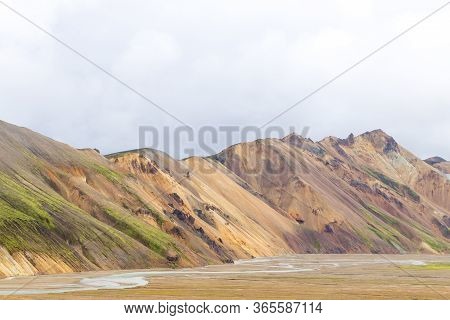 Landmannalaugar Area Landscape, Fjallabak Nature Reserve, Iceland. Colored Mountains