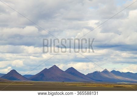 Desolate Landscape Along Central Highlands Of Iceland. Iceland Panorama. Route F907
