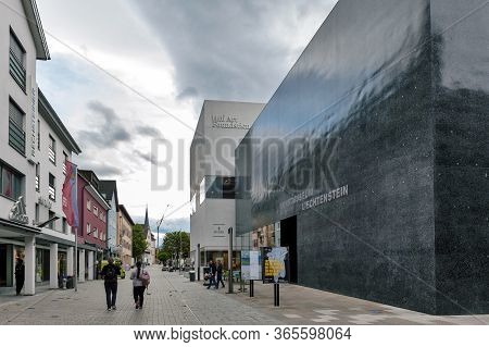Vaduz, Liechtenstein - October 2019: Building Exterior Of The Kunstmuseum Liechtenstein (liechtenste