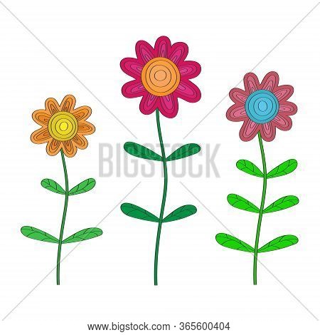 Vector Color Illustration Of A Flower. Stock Illustration Isolated On A White Background Filled In S