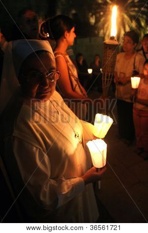 NAZARETH, Izrael-září 30: každý pátek průvod prochází v ulicích Nazaretu, od th