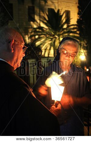 NAZARETH, Izrael-září 30: každý pátek průvod prochází v ulicích Nazaretu, od th