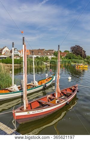 Schleswig, Germany - June 25, 2019: Little Sailing Boat In Holm Village Of Schleswig, Germany