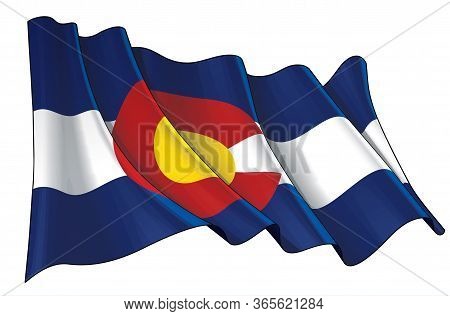 Vector Illustration Of A Waving Flag Of The State Of Colorado.  All Elements Neatly On Well-defined 