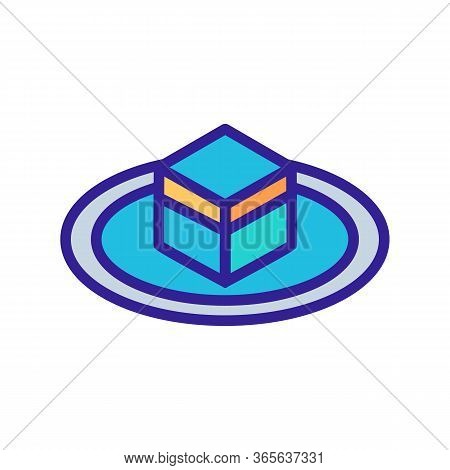 Fenced Cubic Stone Kaaba Icon Vector. Fenced Cubic Stone Kaaba Sign. Color Symbol Illustration