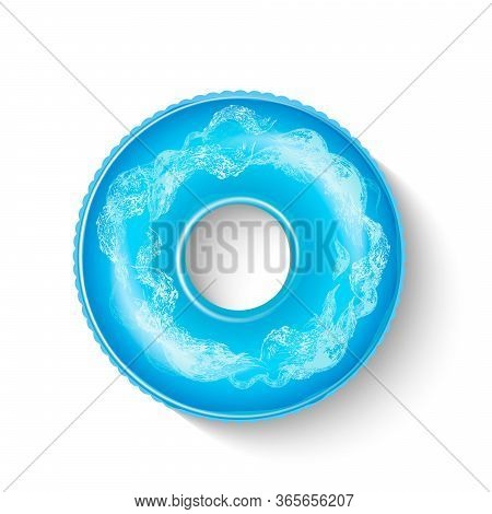 Realistic Swimming Inflatable Circle With A Pattern Of Sea Waves. Pool Float. Inflatable Colorful Un