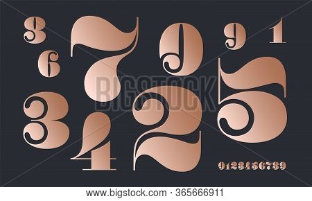 Number Font. Font Of Numbers In Classical French Didot Or Didone Style With Contemporary Geometric D