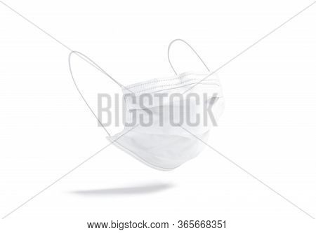 Blank White Medical Protection Mask Mock Up, No Gravity, 3d Rendering. Empty Healthcare Protective V