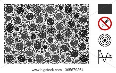Mosaic Filled Rectange Organized From Sars Virus Icons In Variable Sizes And Color Hues. Vector Vira