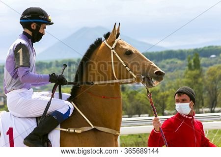 Pyatigorsk,russia - May 10,2020:before Horse Race For Of The 