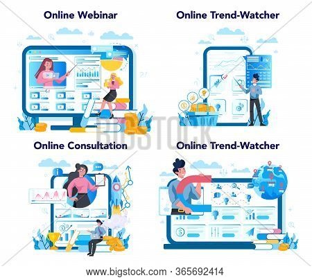 Trendwatcher Online Service Or Platform Set. Webinar, Consultation