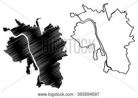 Pskov City (russian Federation, Russia) Map Vector Illustration, Scribble Sketch City Of Pskov Map