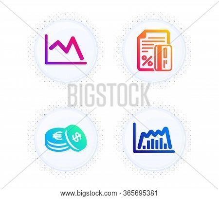 Credit Card, Savings And Line Chart Icons Simple Set. Button With Halftone Dots. Infographic Graph S