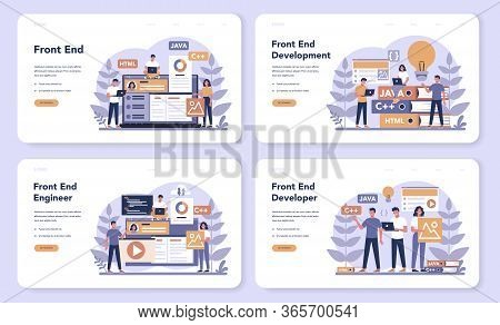 Frontend Development Web Banner Or Landing Page Set. Website