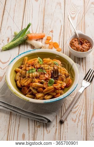 gnocchetti with red sicilian pesto